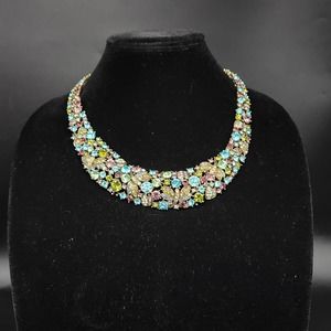 Heidi Daus Necklace Aqua Multi Crystal Collar Fantasy in Flight Dragonfly Runway